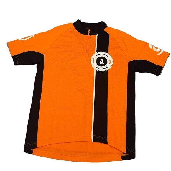 Woolistic AMAZON ORANGE WOOL Cycling Jersey Merino Sewn Logos bike rare XL women - Picture 1 of 8